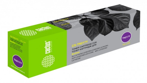 Картридж лазерный Cactus TN-217Y (CS-TN217Y) для принтеров Brother HL3230/ DCP3550/ MFC3770, желтый, 2300 страниц