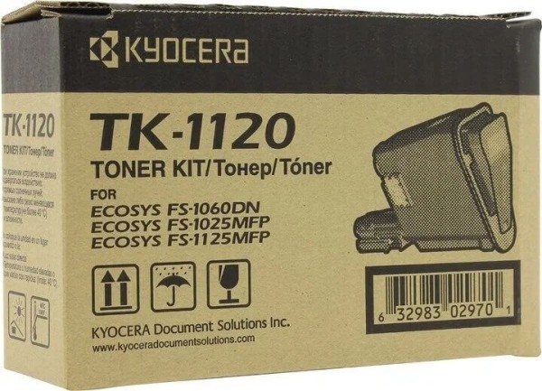 Картридж Kyocera TK-1120 (1T02M70NX0/1T02M70NX1) оригинальный для принтера Kyocera FS-1060DN/ 1025MFP/ 1125MFP black, 3000 страниц