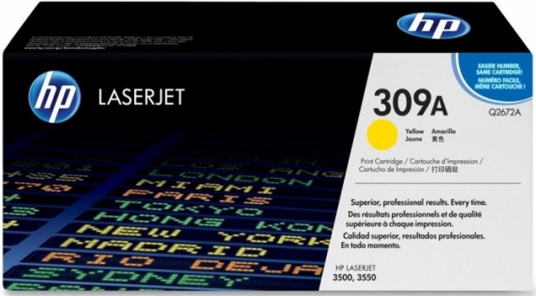 Картридж HP Q2672A (309A) оригинальный для принтера HP Color LaserJet 3500/ 3550/ 3550n yellow, 4000 страниц