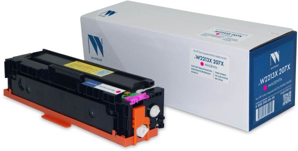 Картридж NV Print W2213X 207X (NV-W2213X-207X-M) Magenta до версии fw20220729 для HP Color LaserJet Pro M255/  M282/ M283, пурпурный, увеличенный, 2450 стр.