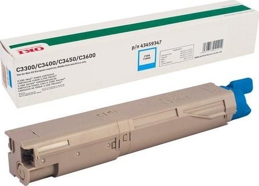 Картридж OKI (43459347) оригинальный для принтера OKI C3300/ C3400/ C3450/ C3600, голубой, 2500 стр.