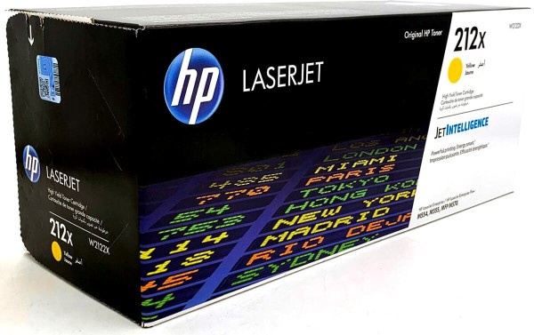 Картридж HP 212X (W2122X) оригинальный для принтера HP CLJ Enterprise M554/ M555/ M578, желтый, 10000 страниц
