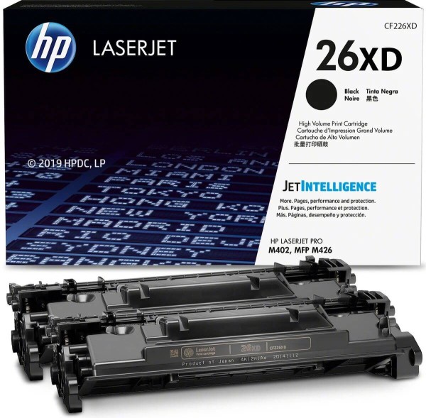 Картридж HP CF226XF / CF226XD (26X) оригинальный для HP LaserJet Pro M402dn/ M402n/ M426dw/ M426sdn/ M426fdw, чёрный, увеличенный, двойная упаковка, 2*9000 страниц
