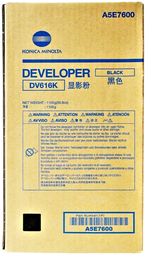 Девелопер Konica-Minolta DV616K/ DV-616K/ A5E7600 Black оригинальный для Konica-Minolta bizhub Press C1085/ C1100, AccurioPress C6085/ C6100, чёрный, 850000 стр.
