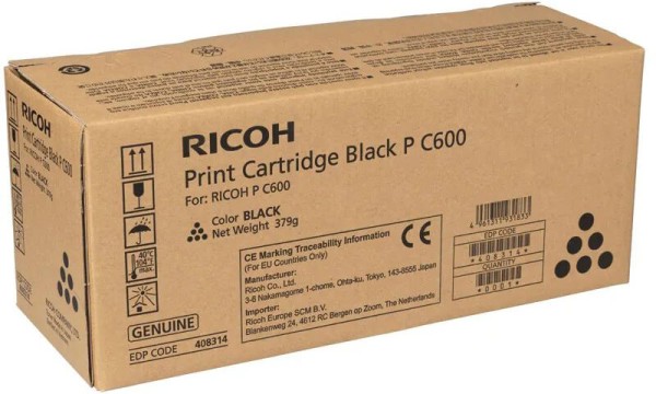 Картридж Ricoh P C600 (408314) Black оригинальный для Ricoh P C600, чёрный, 18000 страниц