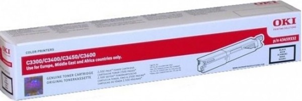 Картридж OKI (43459348/43459332) оригинальный для принтера OKI C3300/ C3400/ C3450/ C3600, чёрный, 2500 стр.