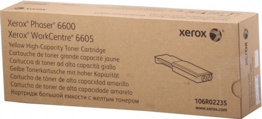 Картридж Xerox 106R02235 Yellow оригинальный для Xerox Phaser 6600, WorkCentre 6605, жёлтый, увеличенный, 6000 страниц