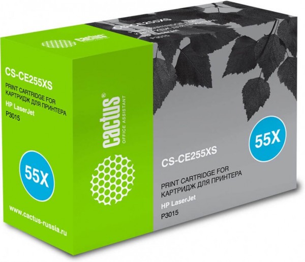 Cactus CE255XS Картридж (CS-CE255XS) для принтеров LaserJet P3015, черный, 12 500 стр.