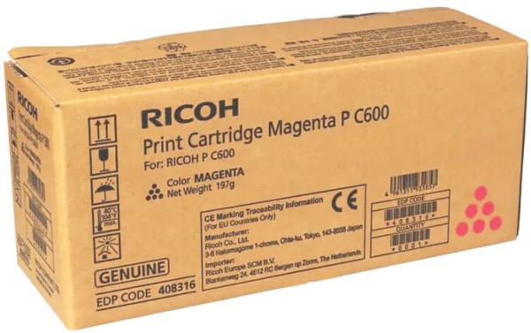 Картридж Ricoh P C600 (408316) Magenta оригинальный для Ricoh P C600, пурпурный, 12000 страниц