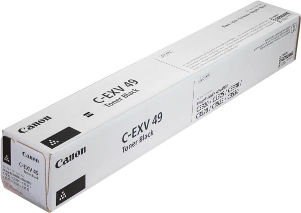 Картридж Canon C-EXV49Bk (8524B002) Black оригинальный для Canon imageRUNNER ADVANCE C3320/ C3325/ C3330/ C3530/ C3525/ C3520, чёрный, 36000 страниц