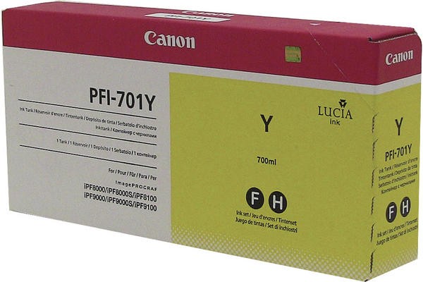 Canon PFI-701Y 0903B005 оригинальный картридж для принтера Canon (IPF8000/8100/9000/9100) yellow, 700 мл 