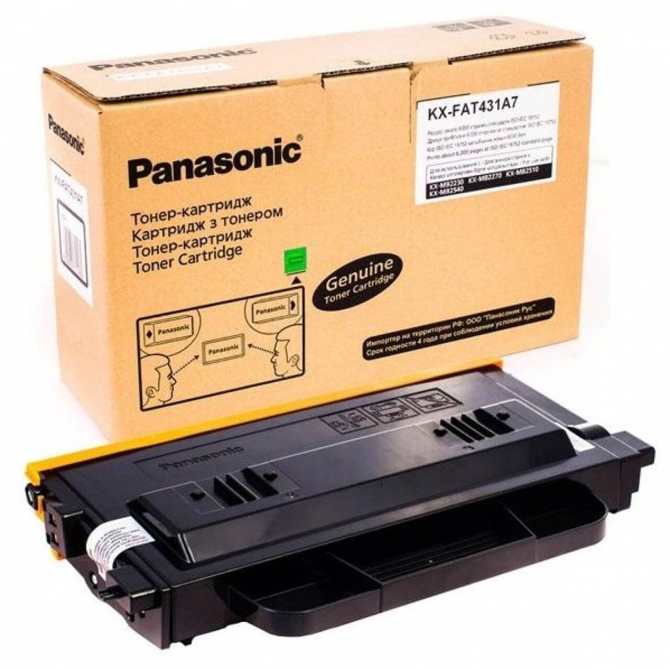 Картридж Panasonic KX-FAT431A/ KX-FAT431A7 оригинальный для Panasonic KX-MB2230/ MB2270/ MB2510/ MB2540, чёрный, 6000 стр.