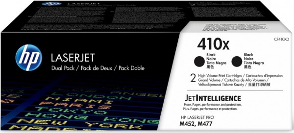 Картридж HP CF410XF / CF410XD (410X) оригинальный для принтера HP LaserJet M452/ M477, чёрный, двойная упаковка 2*6500 страниц