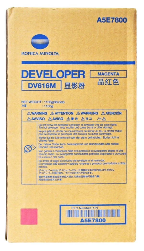 Девелопер Konica-Minolta DV616M/ DV-616M/ A5E7800 Magenta оригинальный для Konica-Minolta bizhub Press C1085/ C1100, AccurioPress C6085/ C6100, пурпурный, 850000 стр.