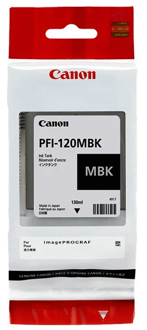 Картридж Canon PFI-120MBK 2884C001 Matte Black оригинальный для Canon ImagePrograf TM-200/ TM-205/ TM-300/ TM-305, матовый чёрный, 130 мл