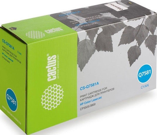 Картридж Cactus Q7581A (CS-Q7581A) для принтеров HP Color LaserJet CP3505/ 3800 голубой 6000 страниц