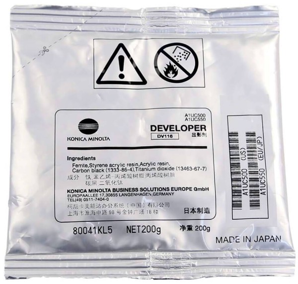 Девелопер Konica-Minolta DV116/ DV-116/ A1UC500/ A1UC550 оригинальный для Konica-Minolta bizhub 164/ 165/ 184/ 185/ 195/ 215/ 225i/ 225/ 235, чёрный, 55000 стр.