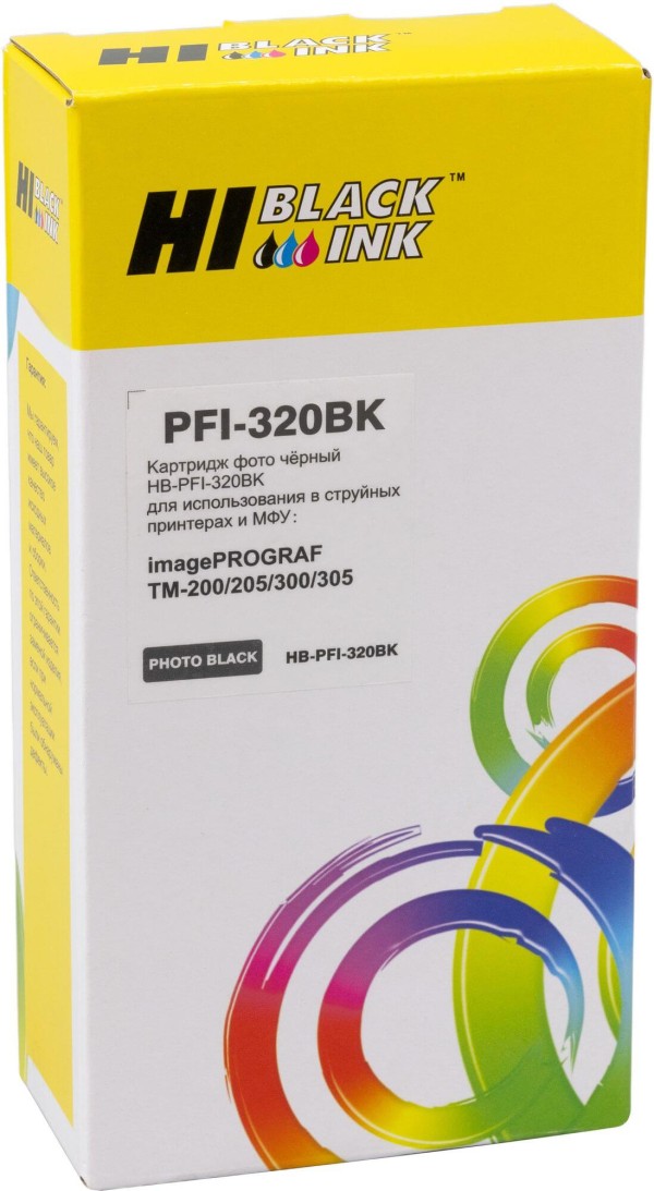 Картридж Hi-Black PFI-320Bk (HB-CAN-PFI-320-Bk) Black для Canon imagePROGRAF TM-200/ TM-205/ TM-300/ TM-305, чёрный, 300мл