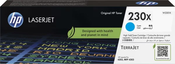 Картридж HP W2301X (230X) оригинальный для HP Color LaserJet Pro 4203/ MFP 4303, голубой, увеличенный, 5500 стр.