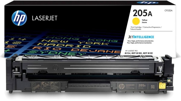 Картридж HP CF532A (205A) Yellow оригинальный для HP Color LaserJet Pro M154/ M180/ M181, жёлтый, 900 страниц