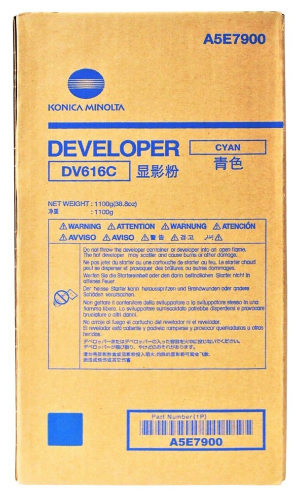 Девелопер Konica-Minolta DV616C/ DV-616C/ A5E7900 Cyan оригинальный для Konica-Minolta bizhub Press C1085/ C1100, AccurioPress C6085/ C6100, голубой, 850000 стр.