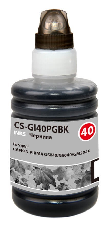 Чернила Cactus CS-GI40PGBK для принтеров Canon Pixma G5040/ G6040/ GM2040, черный 100мл