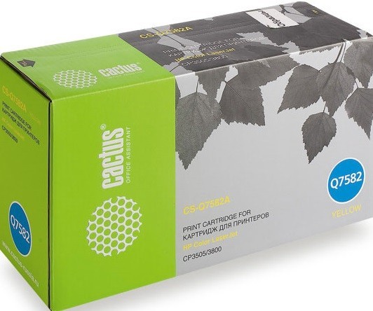 Картридж Cactus Q7582A (CS-Q7582A) для принтеров HP LaserJet CP3505/ 3800 желтый 6000 страниц