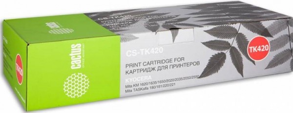 Картридж Cactus TK-420 (CS-TK420) для принтеров Kyocera KM 1620/ 1635/ 1650/ 2020/ 2035/ 2050/ 2550/ TASKalfa 180/ 181/ 220/ 221 черный 15000 страниц