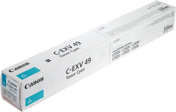 Картридж Canon C-EXV49C (8525B002) Cyan оригинальный для Canon imageRUNNER ADVANCE C3320/ C3325/ C3330/ C3530/ C3525/ C3520, голубой, 19000 страниц