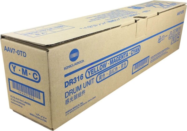 Фотобарабан Konica-Minolta DR-316 (AAV70TD) Y/M/C оригинальный для принтера Konica-Minolta bizhub C250i/ C300i/ C360i, цветной, 65/90/105000 стр.