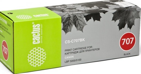 Картридж Cactus 707BK (CS-C707BK) для принтеров Canon LBP i-Sensys 5000/ 5100 черный 2500 страниц