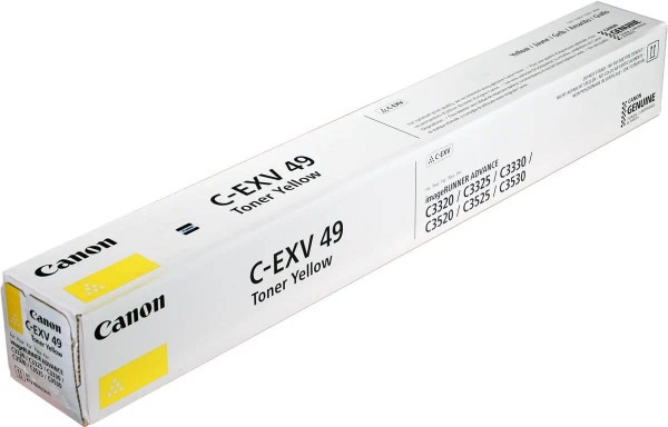 Картридж Canon C-EXV49Y (8527B002) Yellow оригинальный для Canon imageRUNNER ADVANCE C3320/ C3325/ C3330/ C3530/ C3525/ C3520, жёлтый, 19000 страниц