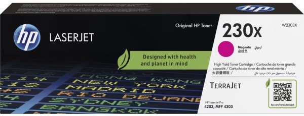 Картридж HP W2303X (230X) оригинальный для HP Color LaserJet Pro 4203/ MFP 4303, пурпурный, увеличенный, 5500 стр.
