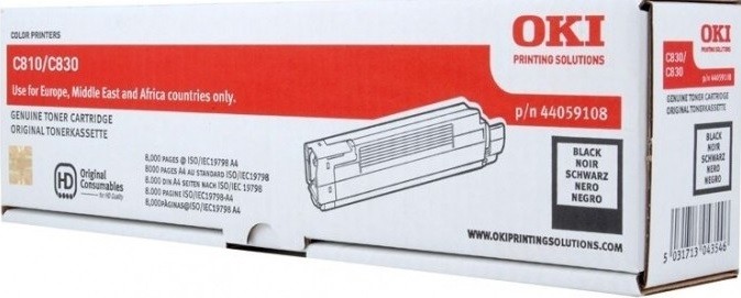 Картридж OKI (44643008/44643004) оригинальный для принтера OKI C801/ C821, черный, 7000 стр.