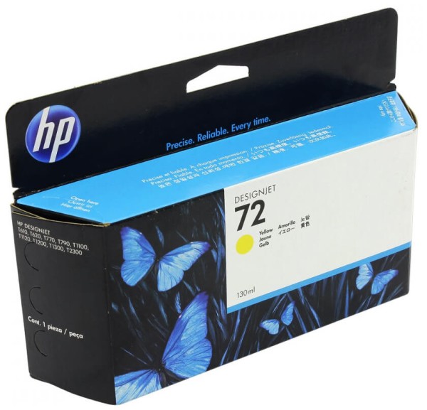 Картридж HP №72 (C9373A) Yellow оригинальный для HP DesignJet T610/ T620/ T770/ T790/ T795/ T1100/ T1120/ T1200/ T1300/ T2300, жёлтый 130ml