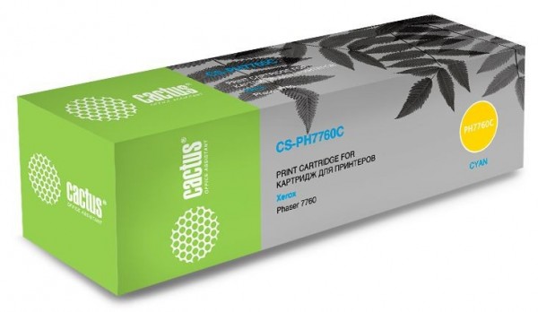 Картридж Cactus 106R01160 (CS-PH7760C) для Xerox Phaser 7760/ 7760dn/ 7760dx/ 7760dxf, бар.в компл., голубой, 25000 стр.