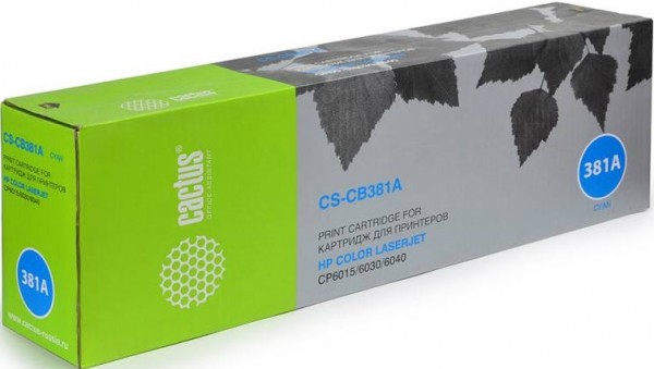 Cactus CB381A Картридж (CS-CB381A) голубой для принтеров HP CLJ MFP CM6030/ CM6040;CP6015, 21 000стр.