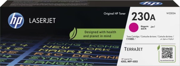 Картридж HP W2303A (230A) оригинальный для HP Color LaserJet Pro 4203/ MFP 4303, пурпурный, 1800 стр.