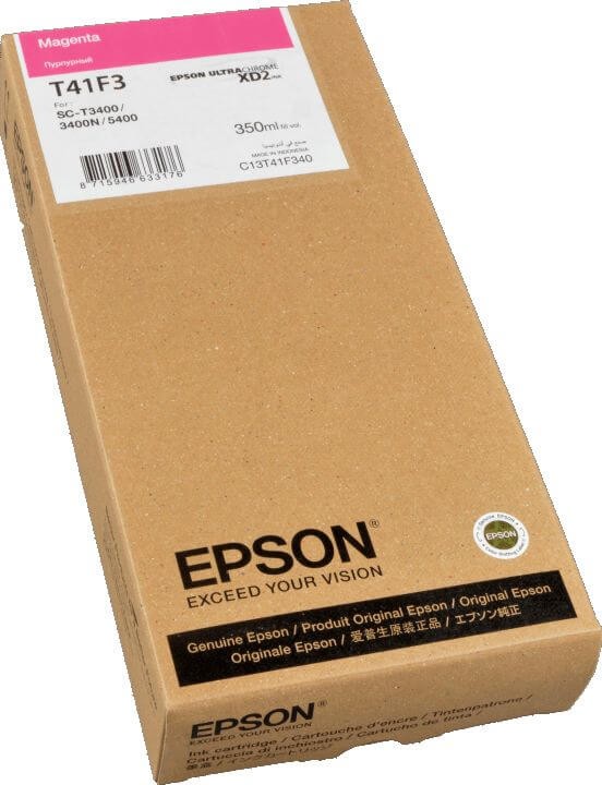 Картридж Epson C13T41F340 (T41F3) Magenta оригинальный для Epson SureColor SC-T3400/ SC-T3405/ SC-T5400/ SC-T5405, пурпурный, 350мл