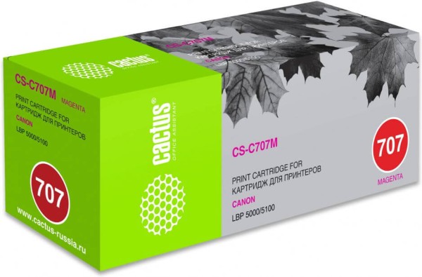 Картридж Cactus 707M (CS-C707M) для принтеров Canon LBP i-Sensys 5000/ 5100 пурпурный 2000 страниц