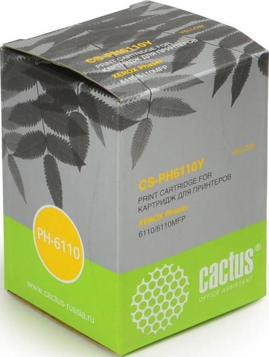 106R01204 Картридж Cactus CS-PH6110Y для принтеров Xerox Phaser 6110/6110MFP желтый (1 000 стр.)