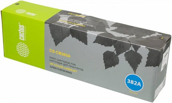 Cactus CB382A Картридж (CS-CB382A) желтый для принтеров HP CLJ MFP CM6030/ CM6040;CP6015, 21 000стр.