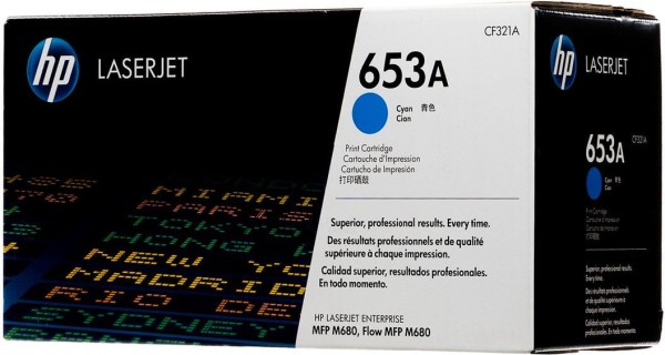 Картридж HP CF321A (653A) оригинальный для принтера HP Color LaserJet Enterprise M651/ M680dn/ M680f/ M680z Cyan, 16500 страниц