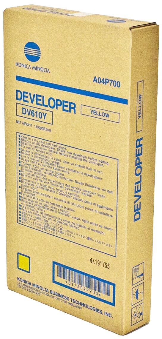 Девелопер Konica-Minolta DV610Y/ DV-610Y/ A04P700 оригинальный для Konica-Minolta bizhub PRO C5500/ C5501/ C6500/ C6501/ C65hc/ C6000L, PRESS C6000/ C7000/ C7000P/ C70hc, жёлтый, 200000 стр. 