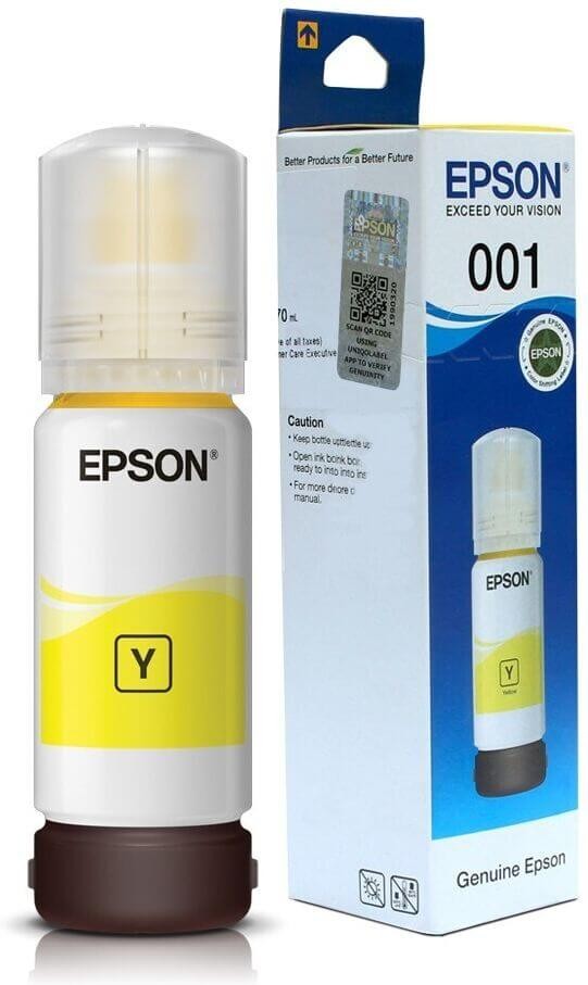 Чернила Epson C13T03Y400 (001 Yellow) EcoTank оригинальные для Epson L4150/ L4160/ L6160/ L6170/ L6190, жёлтый, 70мл