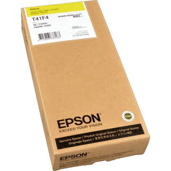 Картридж Epson C13T41F440 (T41F4) Yellow оригинальный для Epson SureColor SC-T3400/ SC-T3405/ SC-T5400/ SC-T5405, жёлтый, 350мл