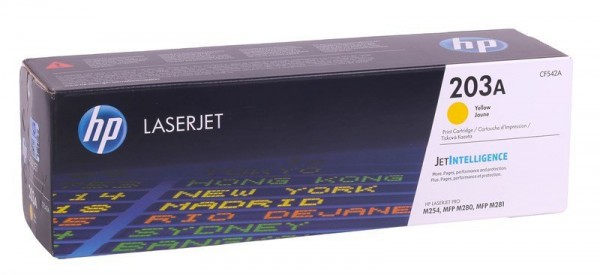 Картридж HP CF542A (203A) оригинальный для принтера HP Color LaserJet Pro M254/ M280/ M281 жёлтый, 1300 страниц