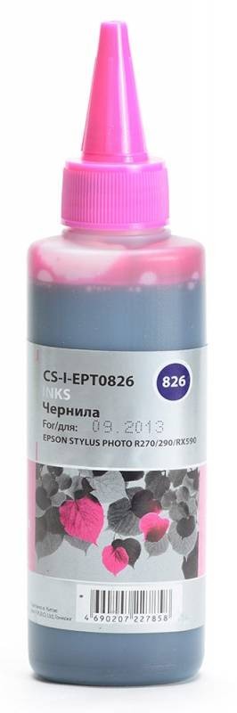 Чернила Cactus CS-I-EPT0826 для принтеров Epson StPh R270/ 290/ RX590, светло-пурпурный 100мл