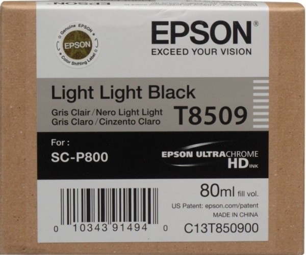 C13T850900 Картридж Epson T8509 для SC-P800 Light Light Black, 80 мл. (cons ink)