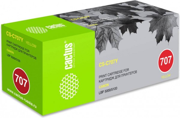 Картридж Cactus 707Y (CS-C707Y) для принтеров Canon LBP i-Sensys 5000/ 5100 желтый 2000 страниц